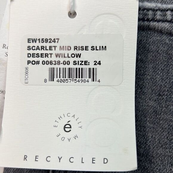 Etica Scarlet Mid rise slim jeans in desert willow (gray). NWT size 24 - Picture 10 of 16